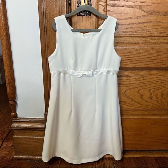Vintage 1990s y2k Girls Ivory 2 Piece Formal Bow Dress and Jacket Set - Picture 5 of 9